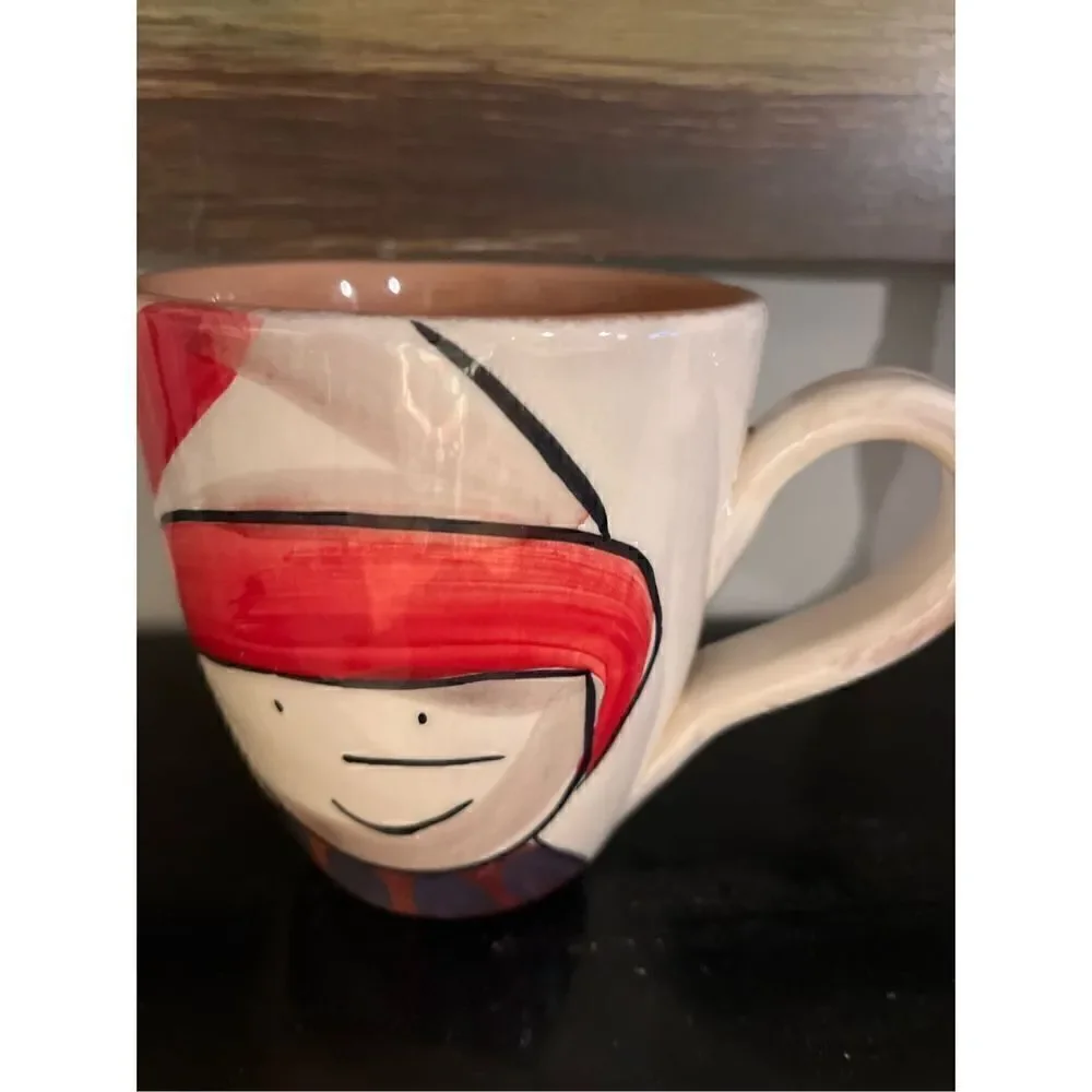 Crate & Barrel Set (2) Ceramic Coffee Cups Mugs Holiday Winter Made in Italy